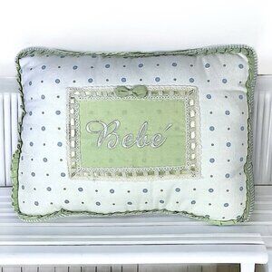 Tender Treasures Bebé Baby Nursery Accent Pillow Patel Mint Green White